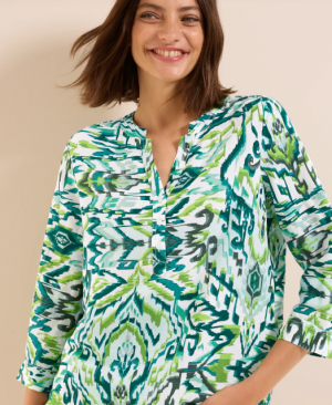 Blouse à motifs en lin mélangé